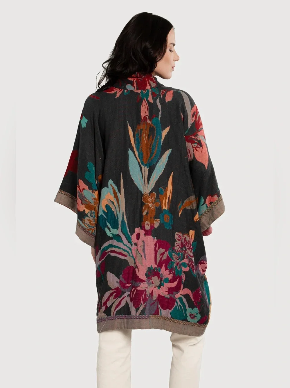 NWT SAACHI Floral Cotton Kimono Duster Jacket - Picture 3 of 3